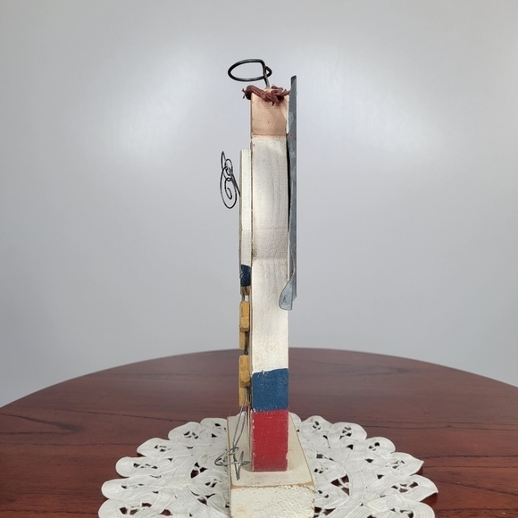 Primitive Wood Angel Figurine American Flag Stars Stars & Stripes Folk Art VTG - Picture 6 of 14